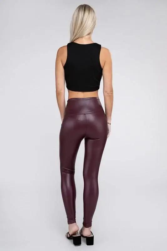 High Rise Faux Leather Leggings - Love Salve